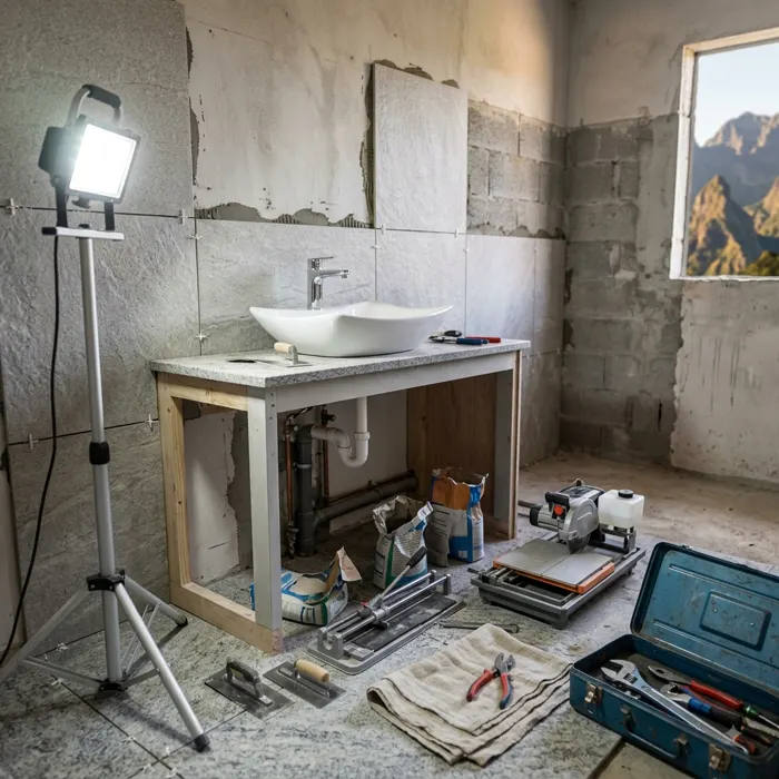 Salle de bain en cours de rénovation