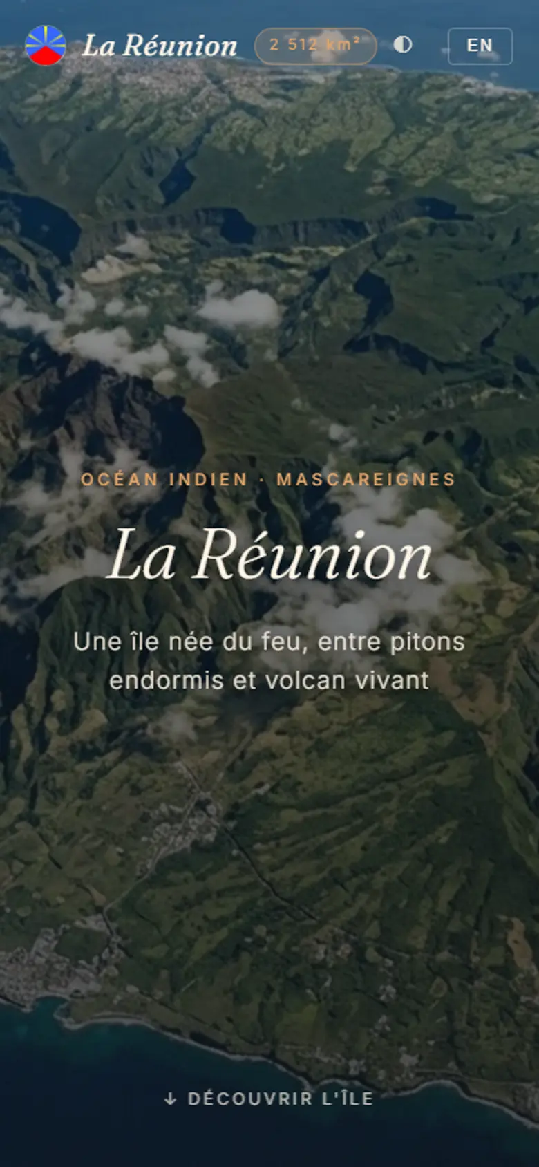 Vue mobile du site La Réunion, portrait d'une île volcanique